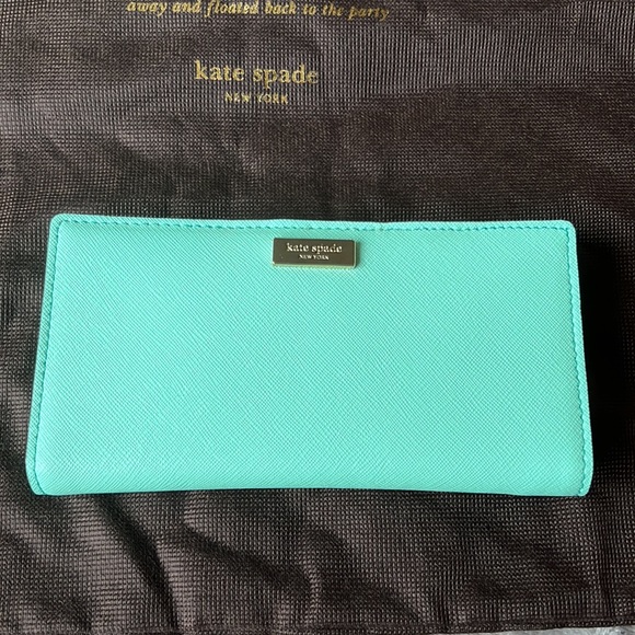NWOT Kate Spade mint tote with striped interior, matching wallet NWT - Picture 3 of 12